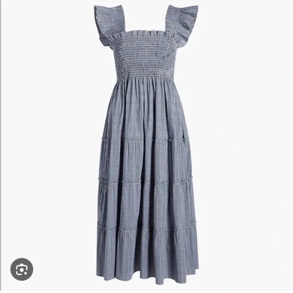 Hill House Blue Plaid Smocked Midi Dress with Flutter Straps - Picture 3 of 11